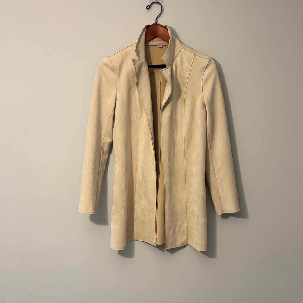 Philosophy Cream Suede Open Front Coat - RUNS S/M